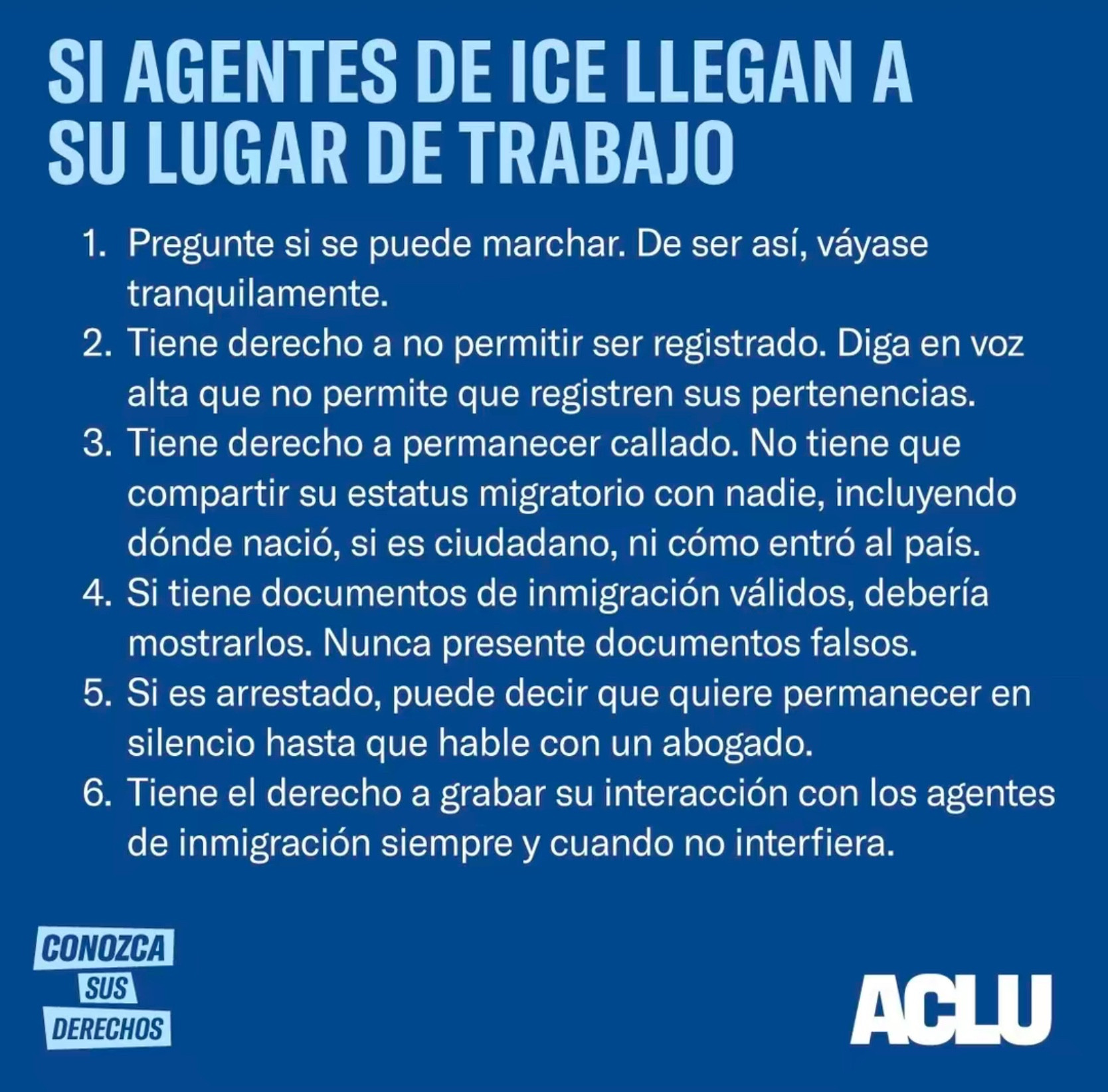 What to do if ICE shows up at your workplace (Spanish)