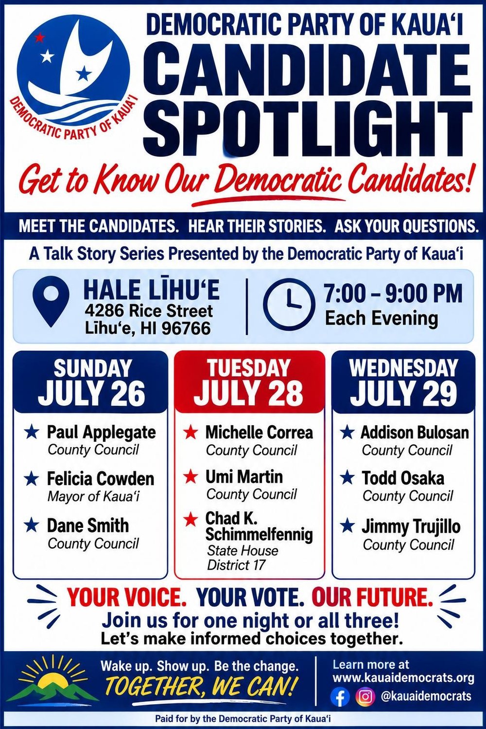 Indivisible Kaua'i community meeting schedule