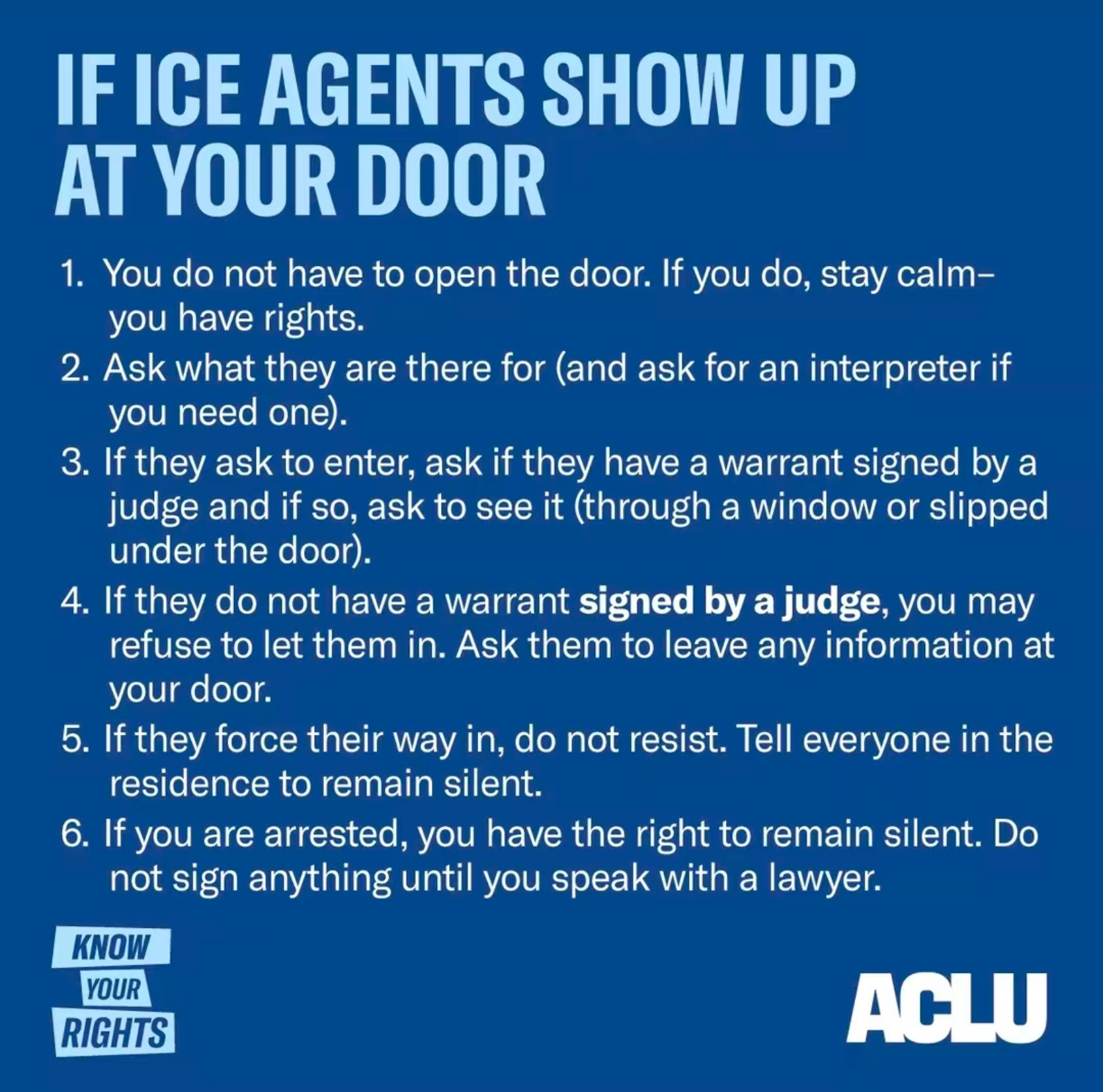 English: how to deal with ICE if they come to your home